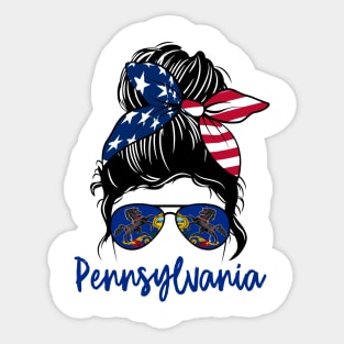 Pennsylvania girl Messy bun , American Girl , Pennsylvania Flag Sticker